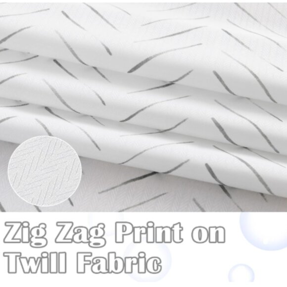 JINCHAN Shower Curtain 70 x 71.5 Inky Herringbone Chevron Zig Zag White Black - Picture 2 of 16